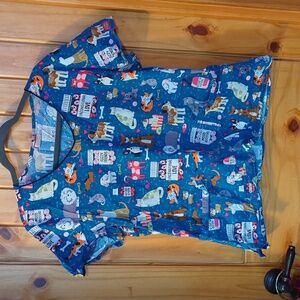 Dickies Dog and Cat Print Scrub Top